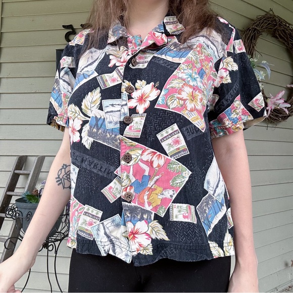 Island Traders Vintage Button Up Hawaiian Shirt Size L - Picture 2 of 7